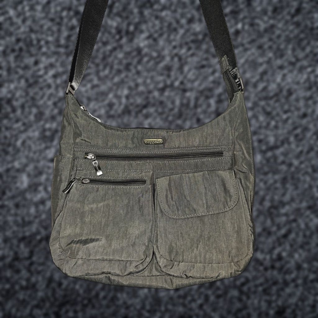 Vintage Baggallini Crossbody Bag Medium Gray Leopard Print & Yellow Purse Signature Everyplace Size ONE SIZE - 1 Thumbnail