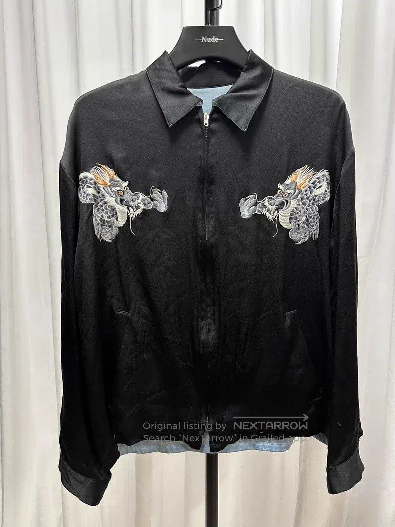 Yohji Yamamoto YOHJI YAMAMOTO Fuji Mountain Dragon Embroidered Silk Jacke Size US L / EU 52-54 / 3 - 2 Thumbnail