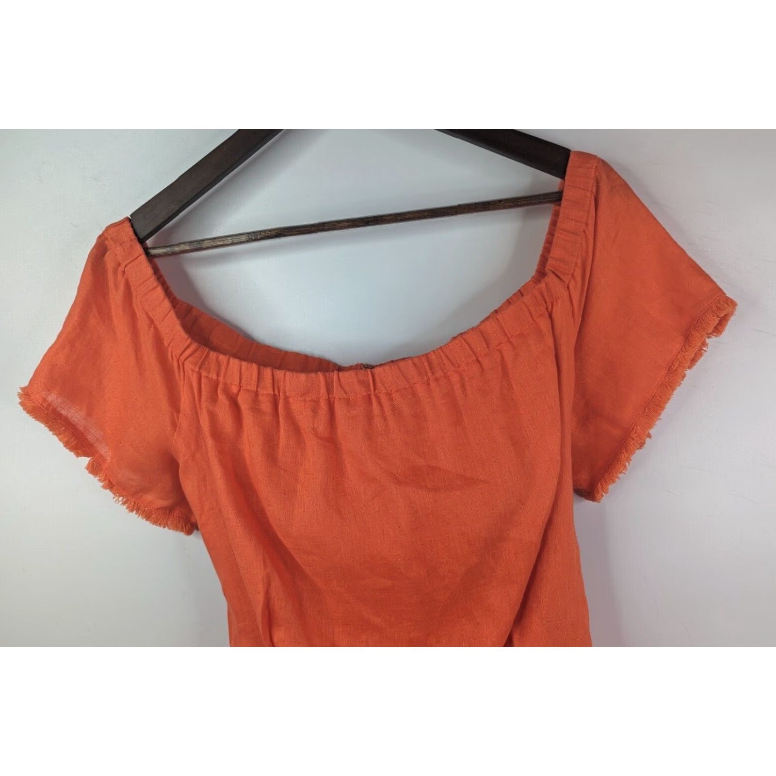 DKNY DKNY Off The Shoulder Linen Dress Maxi Dress Orange XL Women's Summer Size XL / US 12-14 / IT 48-50 - 2 Thumbnail