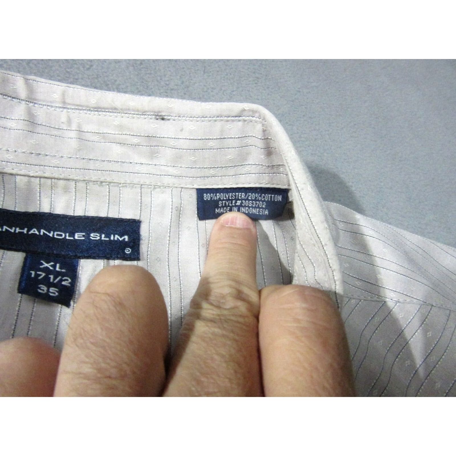 Vintage Panhandle Slim Shirt Mens XL Gray Striped Western Long Sleeve Pearl Snap 17.5 35 Size US XL / EU 56 / 4 - 6 Thumbnail
