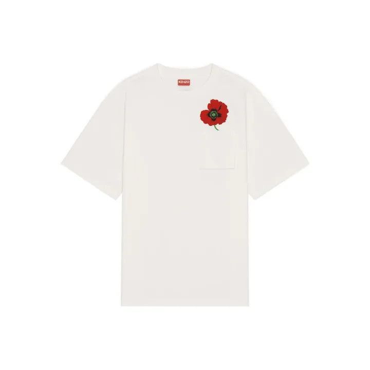 Kenzo Kenzo Poppy Flower Embroidered T-Shirt -2507 Size XS / US 0-2 / IT 36-38 - 1 Thumbnail