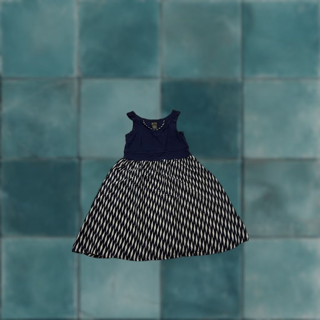 Feit Fei Dress Womens M Blue Geometric Silk Sleeveless Fit & Flare Knee Length Dress Size M / US 6-8 / IT 42-44 - 1 Thumbnail