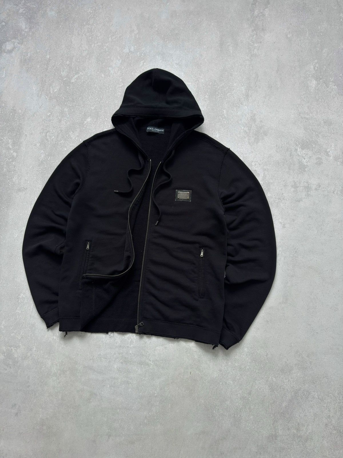 Dolce & Gabbana Vintage Dolce & Gabbana Black Zip Hoodie Distressed Plaque Size US L / EU 52-54 / 3 - 4 Thumbnail