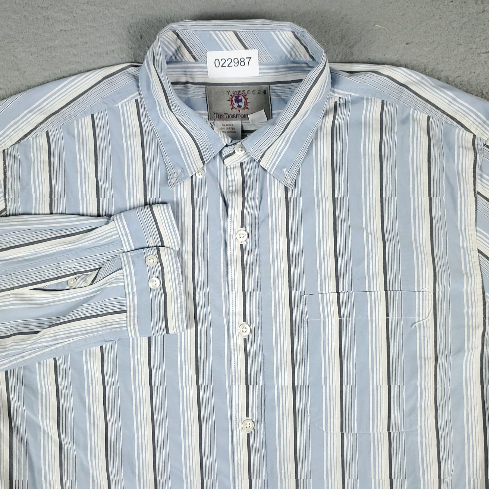 The Territory Ahead Territory Ahead Shirt Mens L Blue White Striped Button Up Casual Business Formal Workwear Size US L / EU 52-54 / 3 - 2 Thumbnail