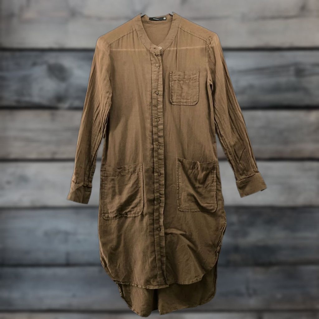 Aritzia Aritzia Talula Midi Shirt Dress XXS Long Sleeve Lightweight Cotton Brown Casual Womens Size XXS / US 00 / IT 34 - 1 Thumbnail