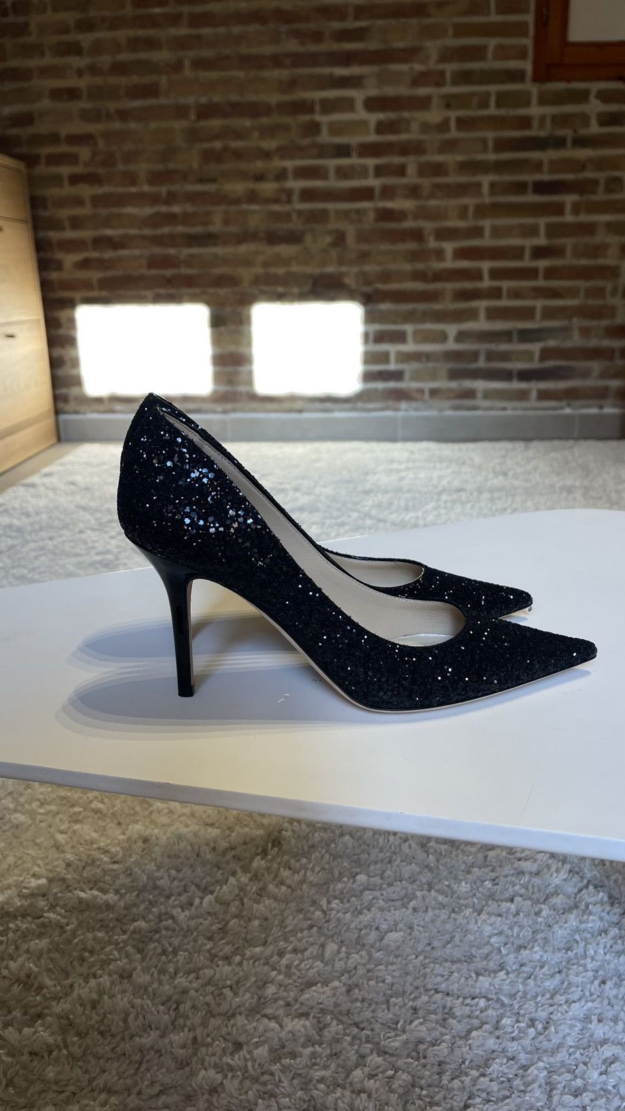 Jimmy Choo Jimmy Choo Black Glitter Pumps Size 39 Size US 9 / IT 39 - 8 Thumbnail