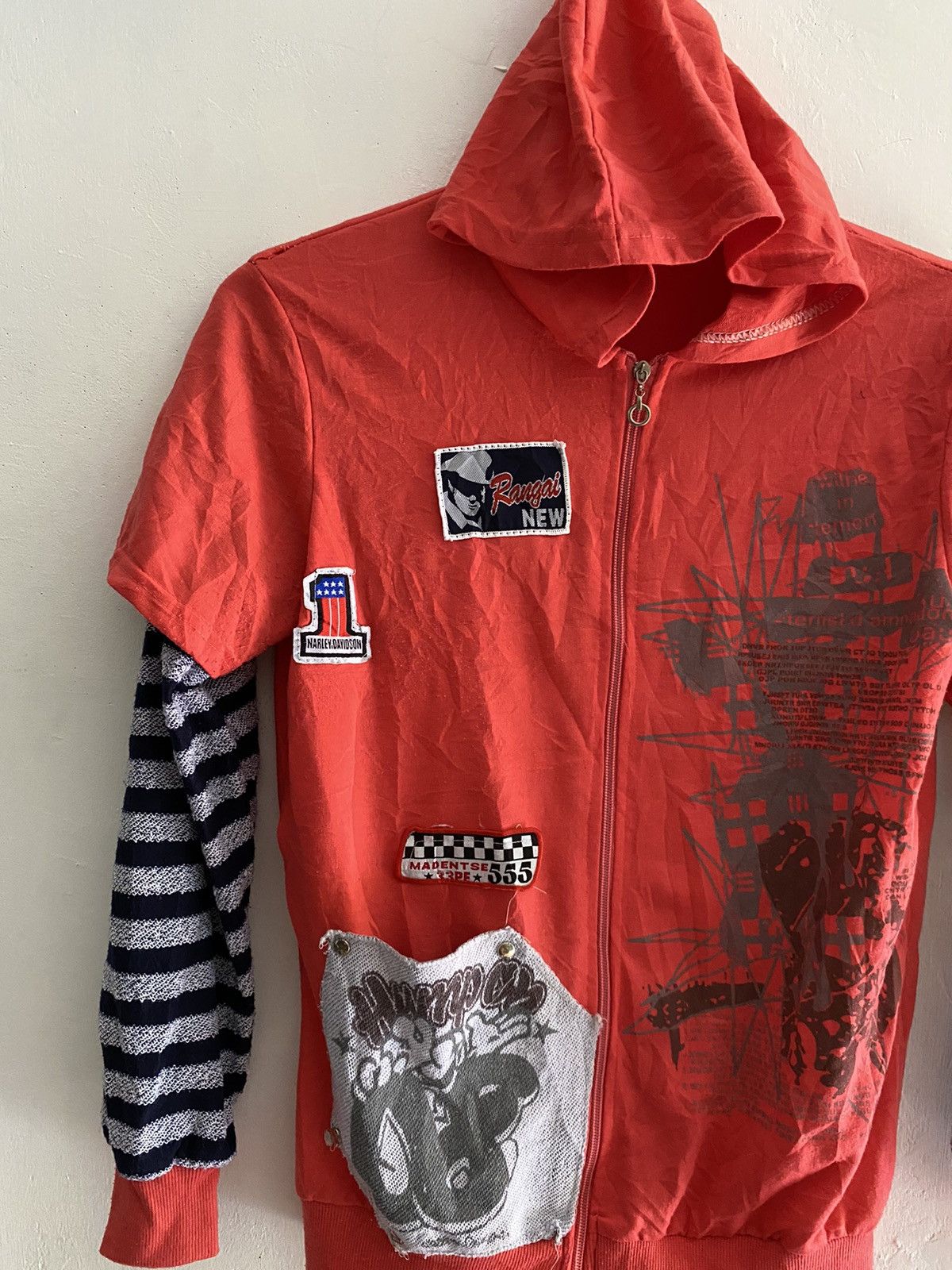 If Six Was Nine × Japanese Brand × Le Grande Bleu (L.G.B.) Vintage unknwn double layers poem patchwork hoodie Size US M / EU 48-50 / 2 - 2 Thumbnail