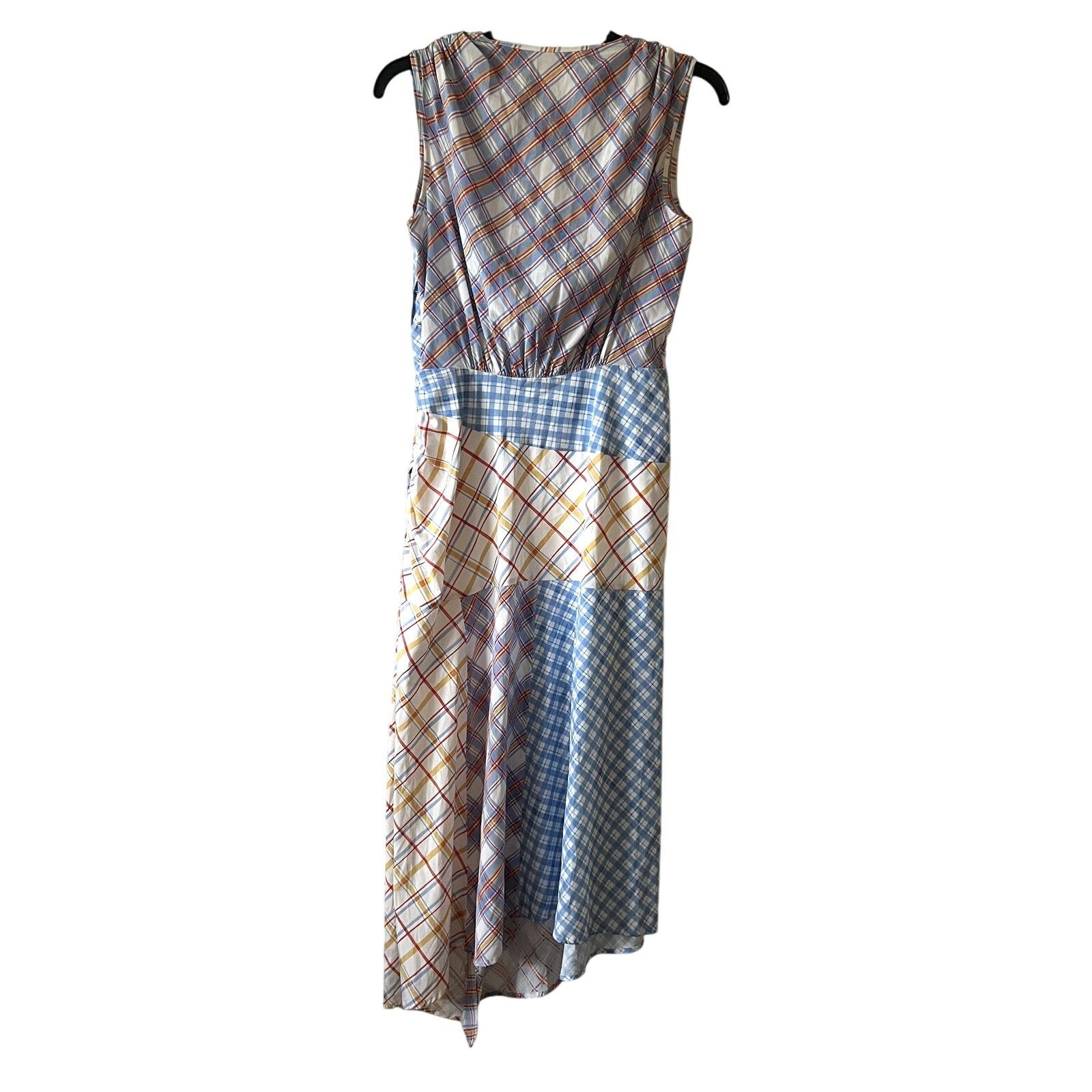 Veronica Beard Veronica Beard Wixson Asymmetric Checked Silk Midi Dress Size XS / US 0-2 / IT 36-38 - 7 Thumbnail