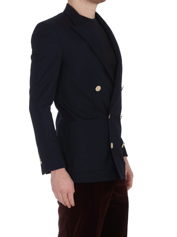 Balmain o1s1wg111025 Wool Double Breasted Blazer Jacket in Navy Blue Size US XL / EU 56 / 4 - 3 Thumbnail