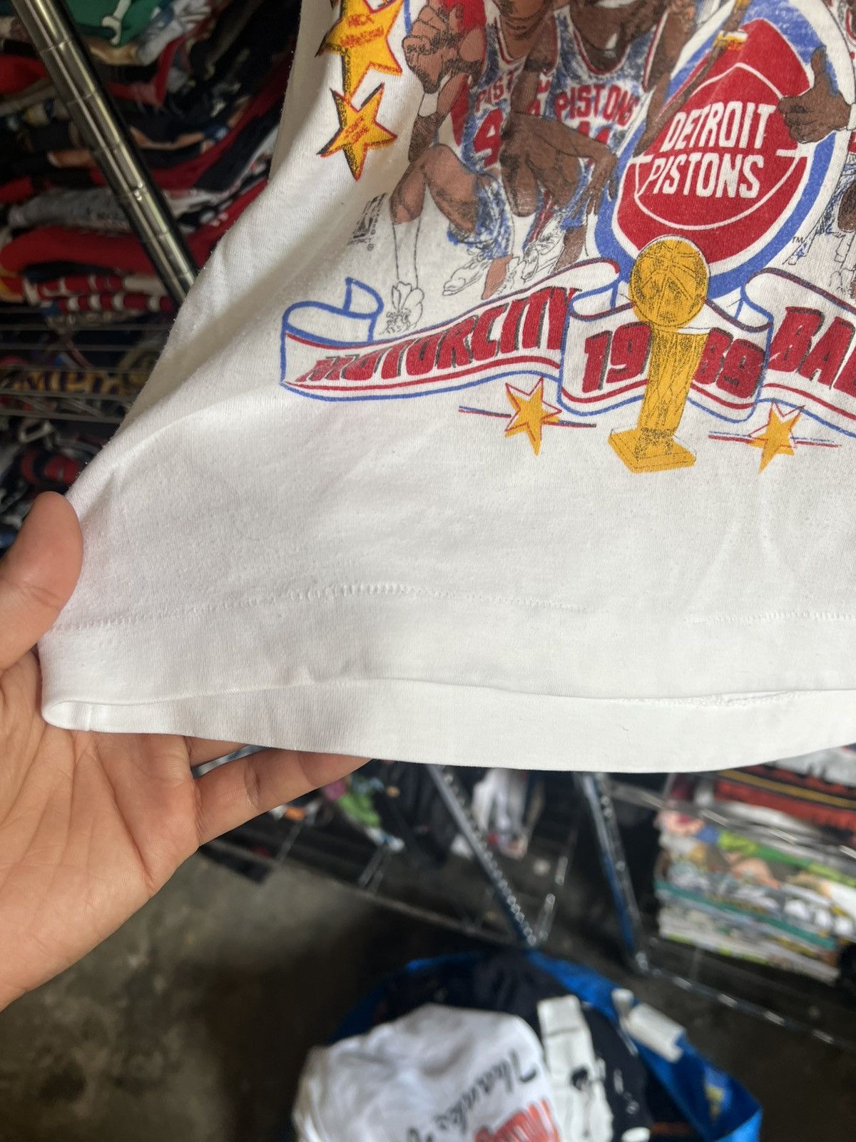Vintage 1989 Detroit Pistons Caricature Motorcity Bad Boys Tee Size US S / EU 44-46 / 1 - 3 Thumbnail