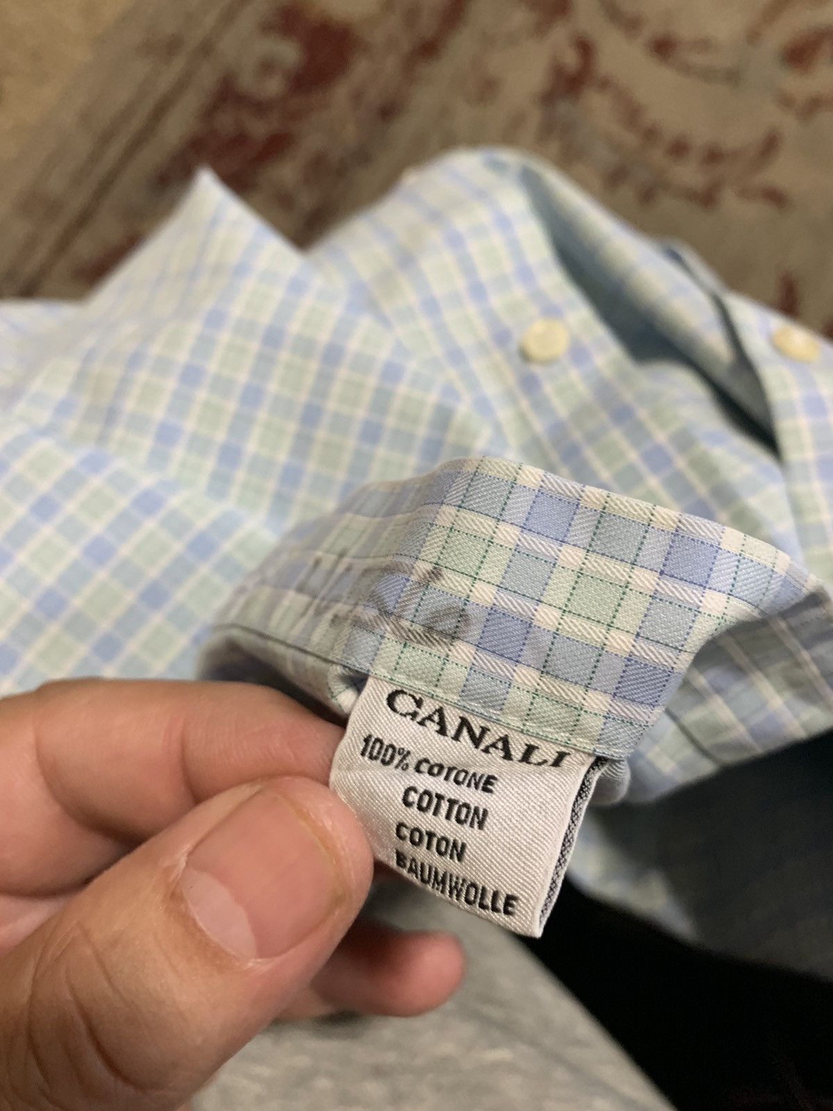 Canali Mini Check Spread collar Dress shirt 17.5/34 Size US XL / EU 56 / 4 - 13 Thumbnail