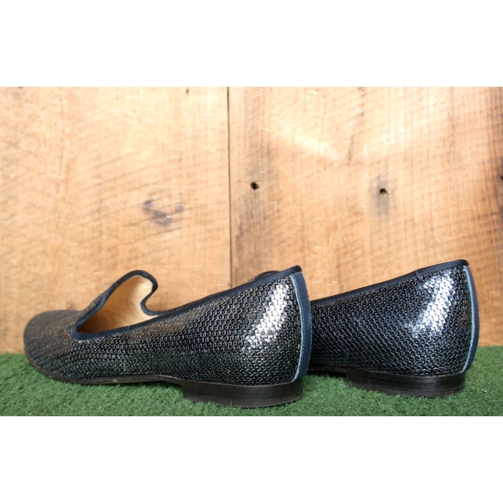 Cole Haan COLE HAAN Sebrina Blue Sequin Loafers Sz. 7.5 B Women's Flat Slip On Shoes Size US 8 / IT 38 - 3 Thumbnail