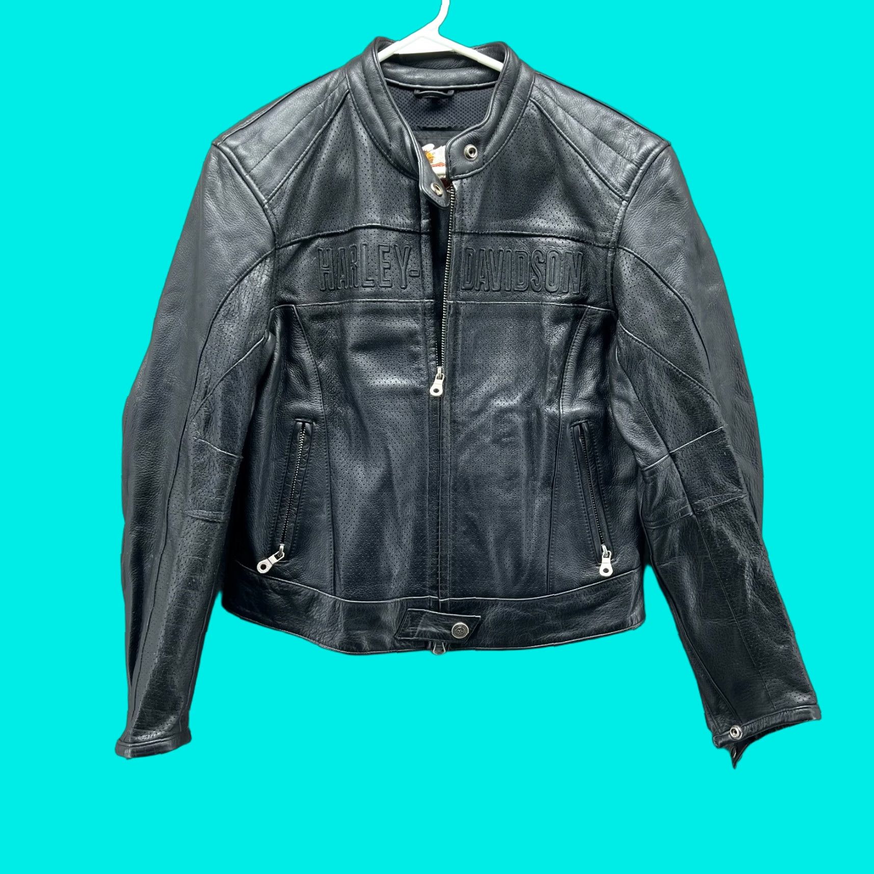 Harley Davidson VINTAGE Harley-Davidson Leather Jacket Womens Small Black 90s Size S / US 4 / IT 40 - 1 Thumbnail