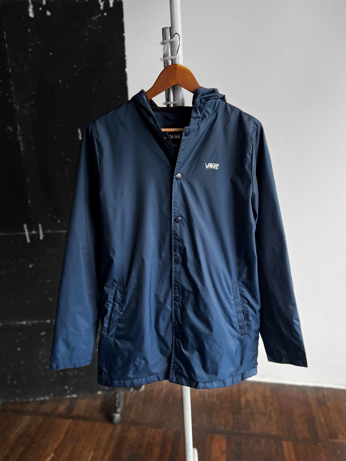 Designer × Vans Vans Mens Blue Turnstall Parka Jacket Big Print Snap Closure Size US S / EU 44-46 / 1 - 2 Thumbnail