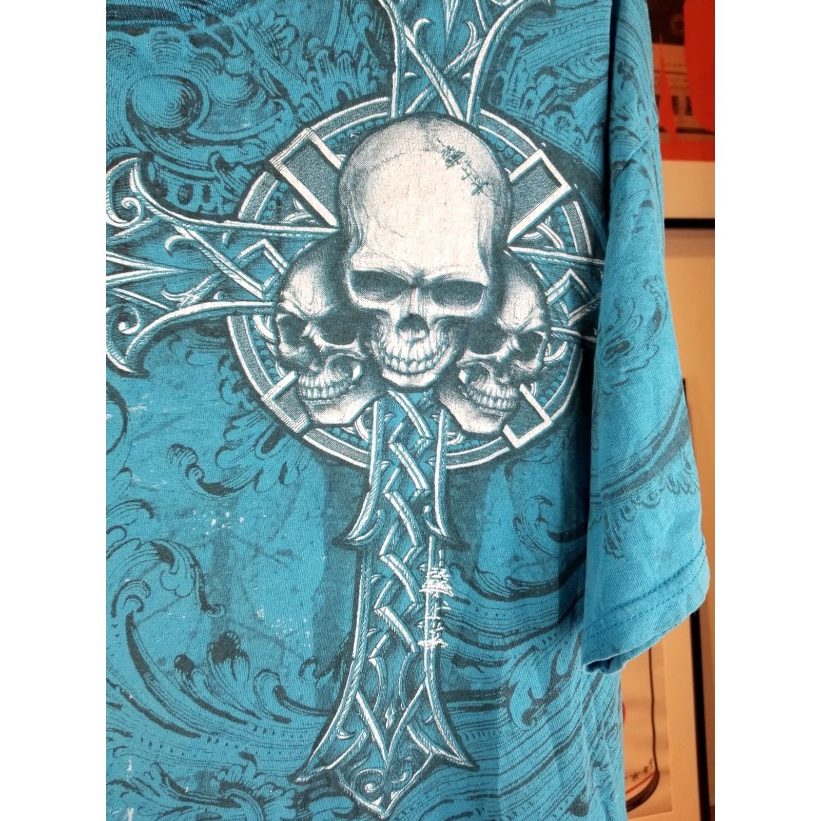 Vintage VINTAGE Y2K MMA ELITE T-SHIRT BLUE COTTON GRUNGE SKULL CROSS SZ XLARGE Mens Size US XL / EU 56 / 4 - 2 Thumbnail