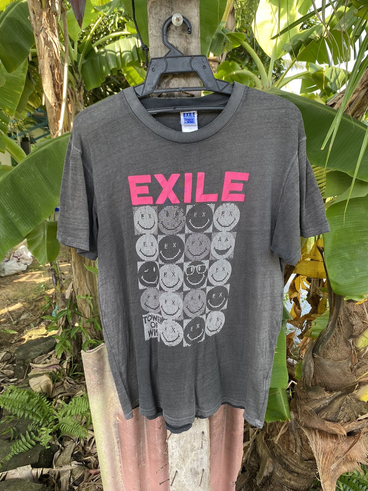 image of Vintage Exile Japan Tour Of Wish Smiley Tshirt in Grey, Men's (Size Small)