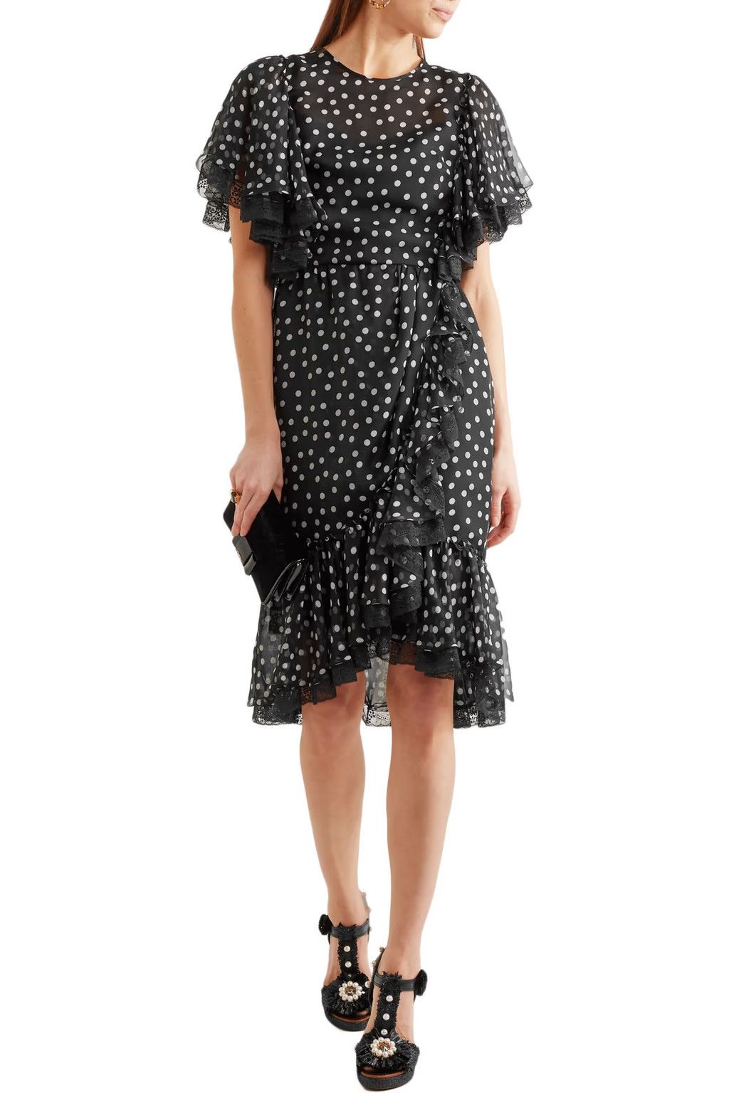 Dolce & Gabbana o1y0825 Midi Dress in Black/White Size XS / US 0-2 / IT 36-38 - 2 Thumbnail
