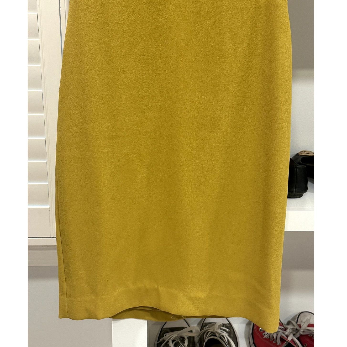 Ann Taylor Ann Taylor Women's Mustard Yellow Ruffle Sleeve Dress 00P Size XXS / US 00 / IT 34 - 4 Thumbnail