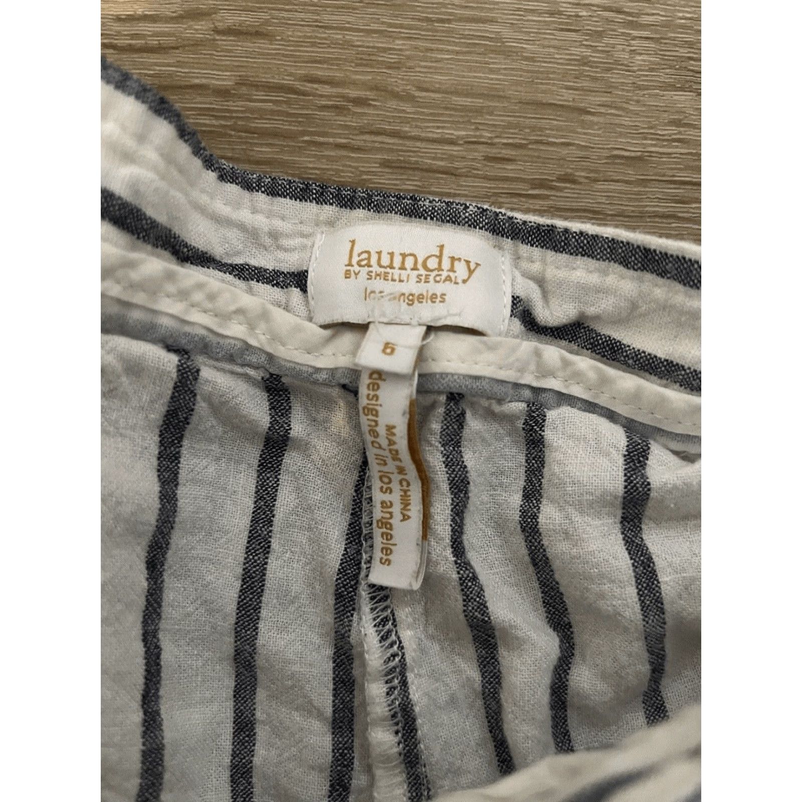 Laundry by Shelli Segal Laundry by Shelli Segal Blue White Striped Lagenlook Linen Beach Pants Womens 6 Size 28" / US 6 / IT 42 - 3 Thumbnail