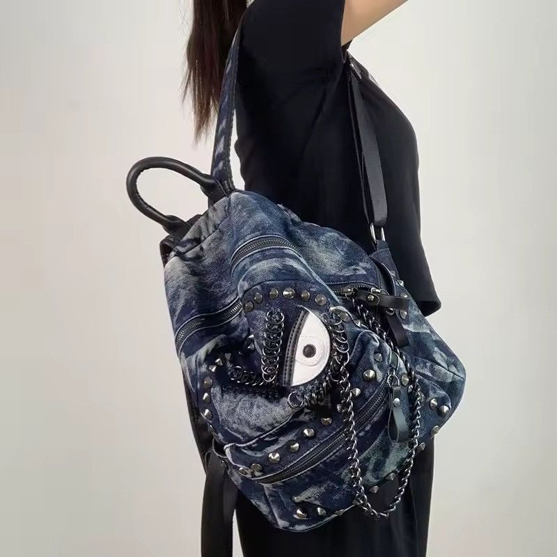 Other Punk Streetwear Rivet Capacity Canvas Eye Backpack Bag Size ONE SIZE - 2 Thumbnail
