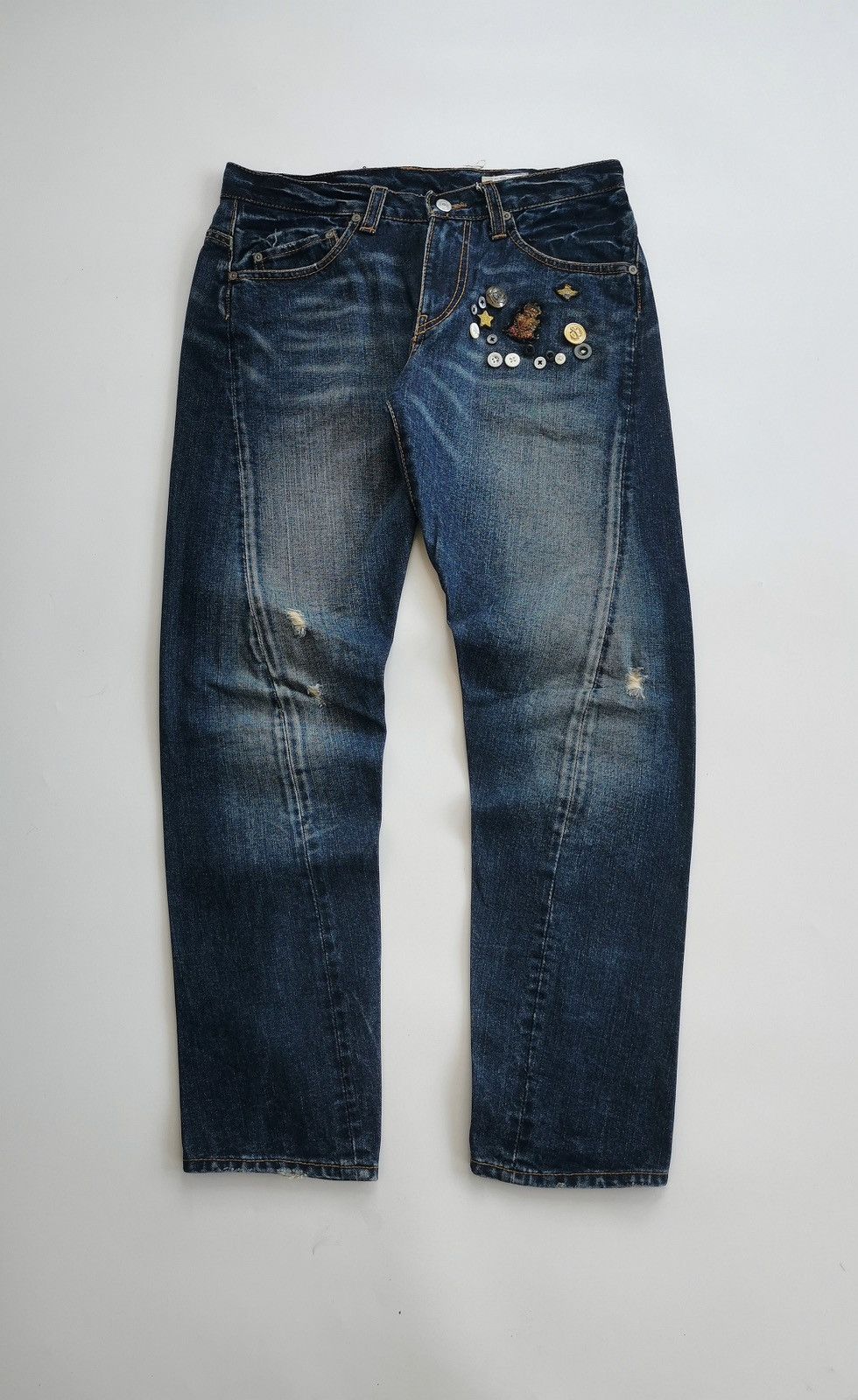 Japanese Brand Double Name Japan Twist Leg Buttons Tapered Jeans Size US 32 / EU 48 - 1 Thumbnail