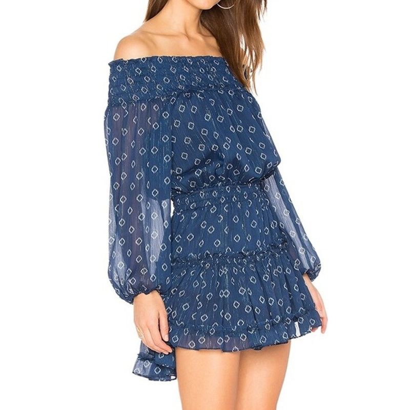 MISA Los Angeles Misa Los Angeles Women's XS Blue Off Shoulder Mini Dress Size XS / US 0-2 / IT 36-38 - 1 Thumbnail