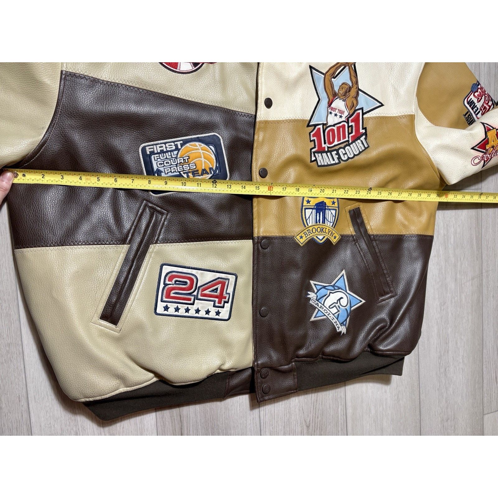 Other Raw Blue Patchwork Varsity Jacket Mens 3XL Basketball Y2K Size US XXL / EU 58 / 5 - 18 Thumbnail