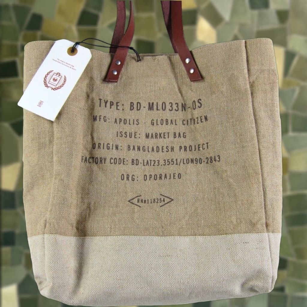 Apolis Apolis Market Tote Unisex Adults Medium Brown Cotton Canvas Leather Lining Jute Pattern: Solid NWT Size ONE SIZE - 1 Thumbnail