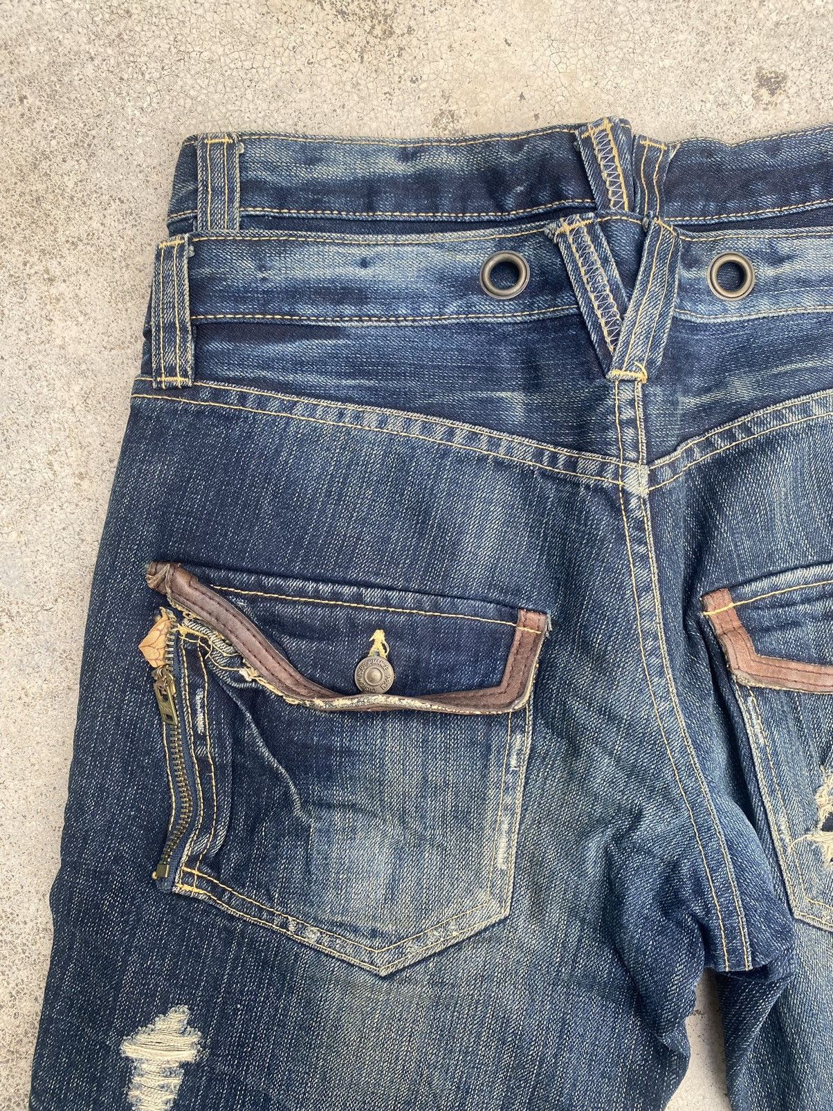 If Six Was Nine × Japanese Brand × PPFM PPFM Double Waist Zipper Clawmark Denim Jeans Size US 31 - 17 Thumbnail