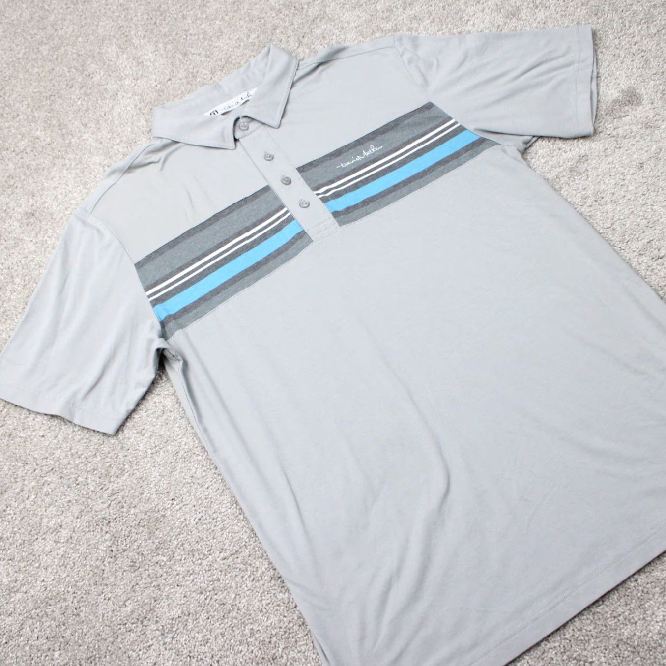 TravisMathew Travis Mathew Polo Shirt Mens Medium Gray Cotton/Polyester Stretch Short Sleeve Size US M / EU 48-50 / 2 - 7 Thumbnail