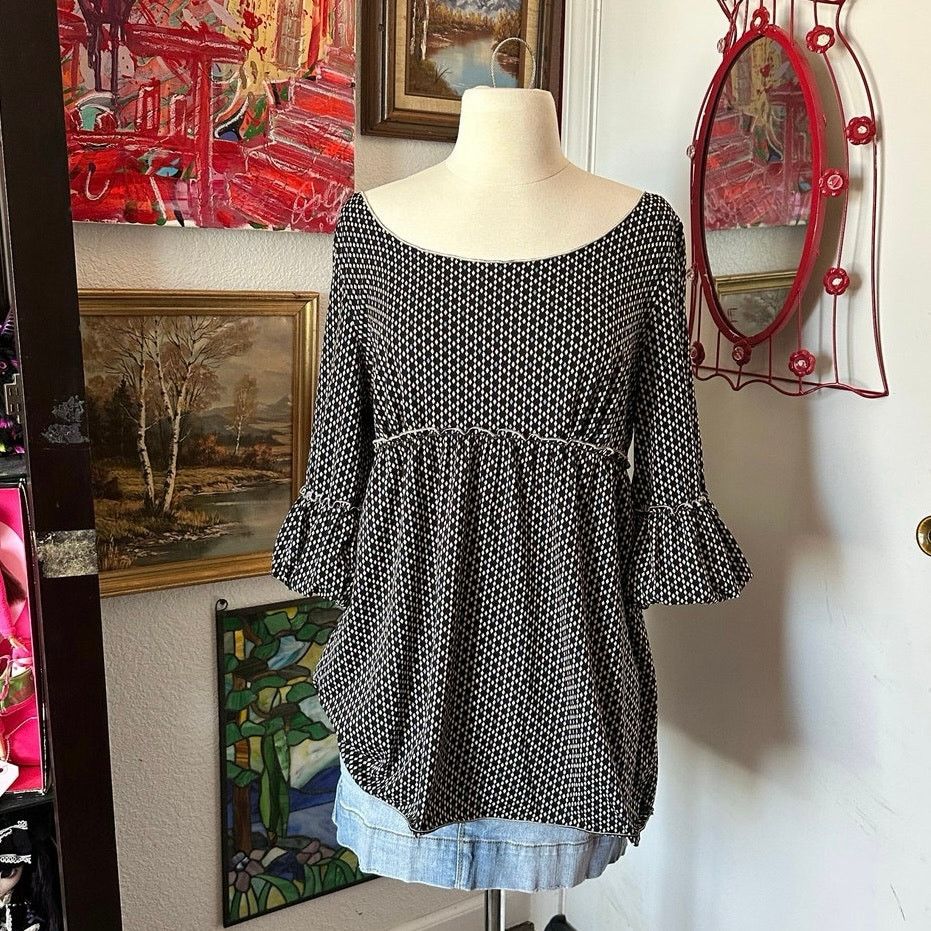 Other no brand diamond pattern brown cream blouse shirt Size XL / US 12-14 / IT 48-50 - 1 Thumbnail