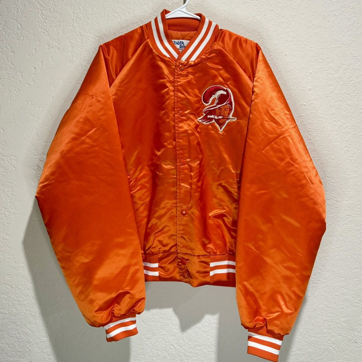 image of Chalk Line x Vintage 1980S Tampa Bay Buccaneers Creamsicle Bomber Jacket in Orange, Men's (Size XL)