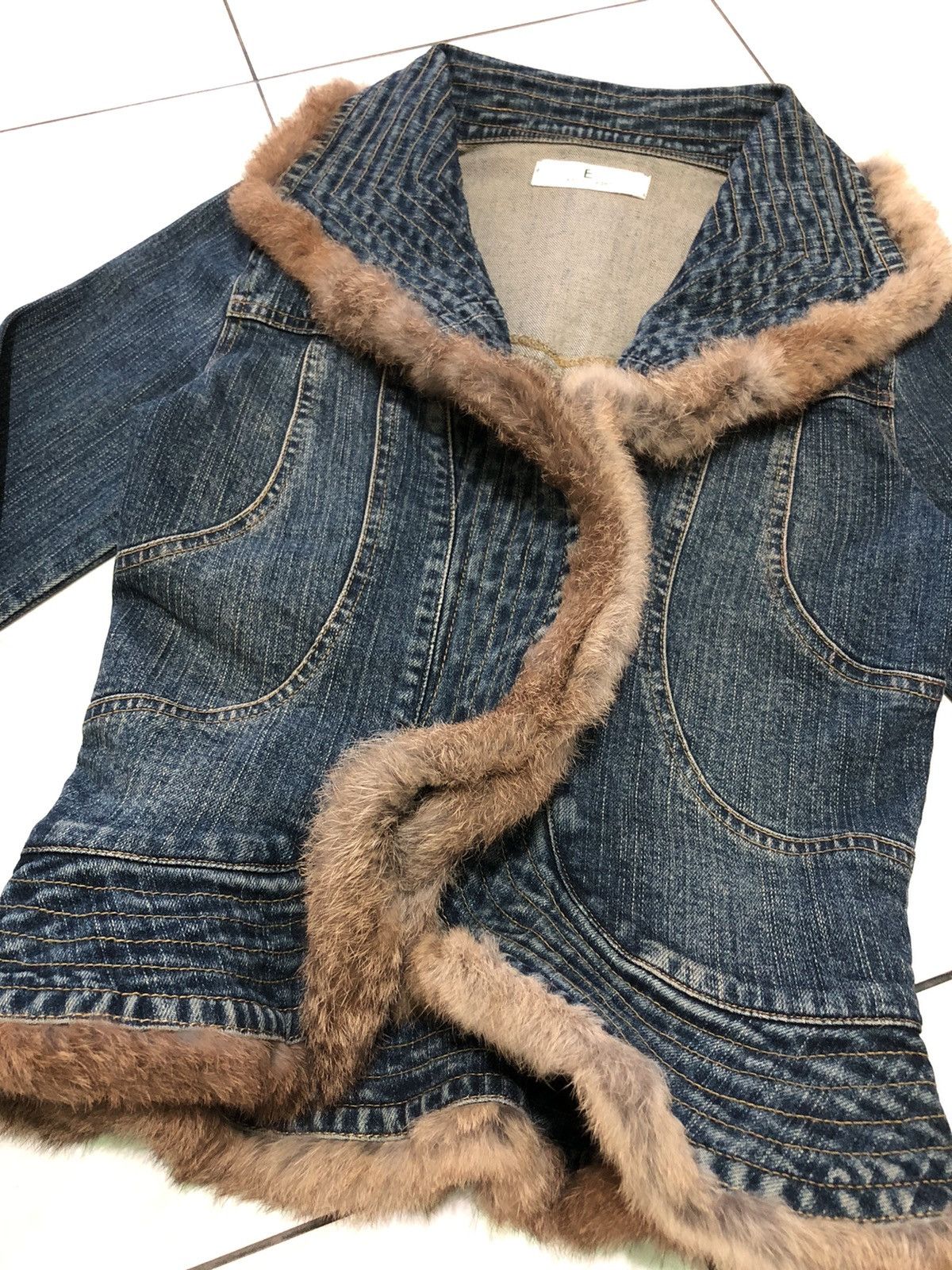Vintage Encourager Japanese Brand Foxy Denim Jacket n Fur Rabbit Size S / US 4 / IT 40 - 4 Thumbnail