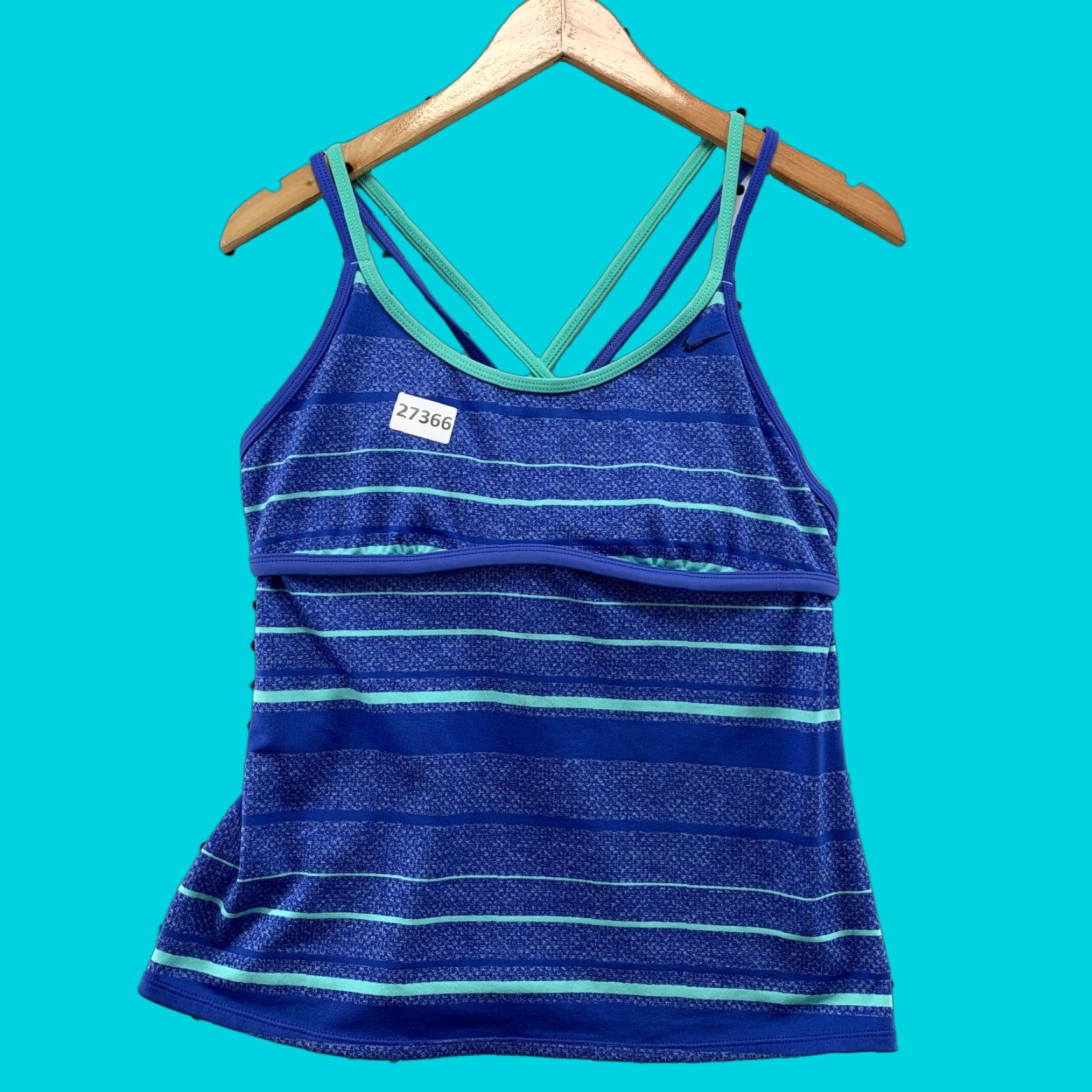 Nike Nike Athletic Tank Top Blue Green Striped Womens Large 14.5x19.5 Size L / US 10 / IT 46 - 1 Thumbnail