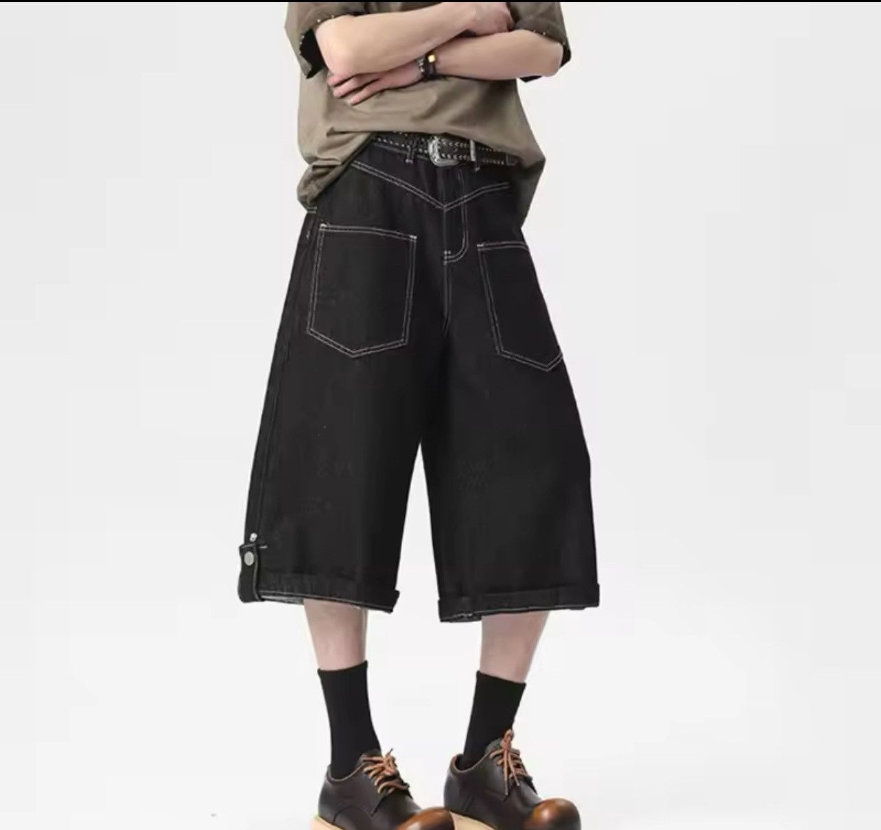 Japanese Brand × Jean Straight Leg Short Denim Size US 31 - 4 Thumbnail