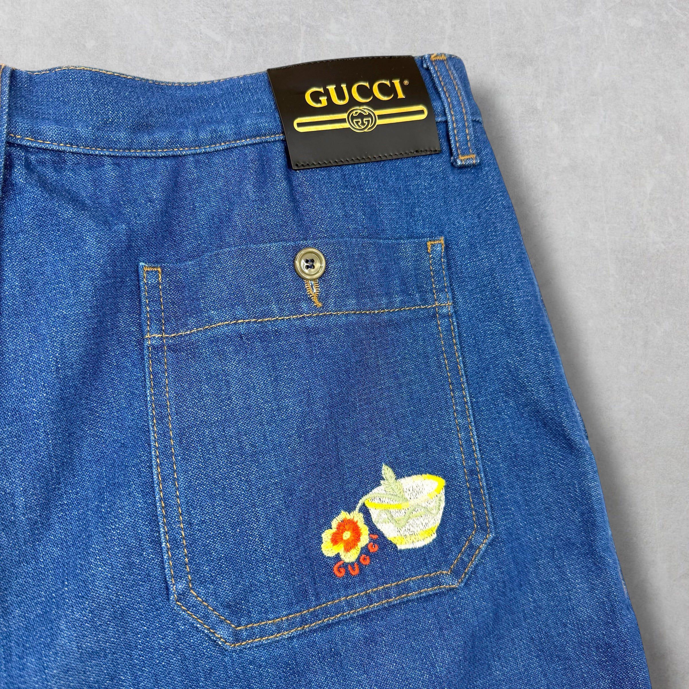 Gucci Gucci Embroidered Broken Twill Denim Shorts 38 (54) Size US 38 / EU 54 - 3 Thumbnail