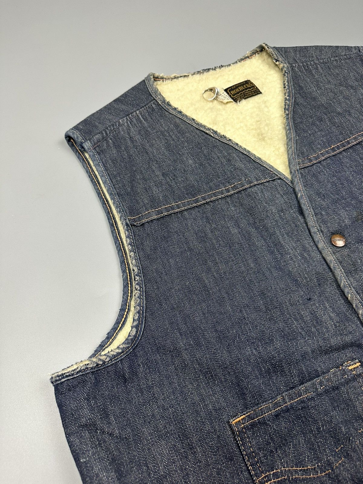 Vintage Vintage 80s Reobucks Sherpa Denim Vest Size US XL / EU 56 / 4 - 4 Thumbnail
