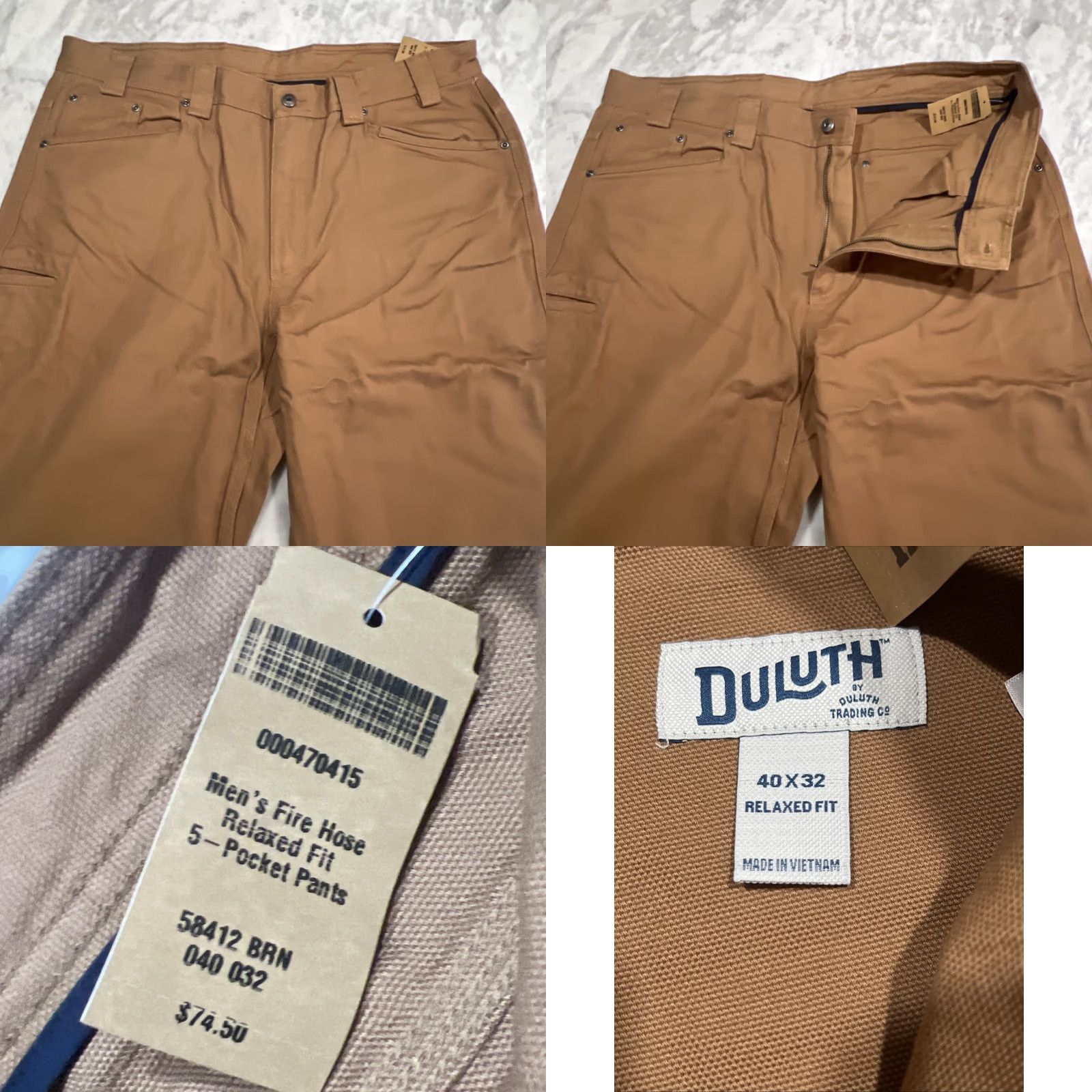 Vintage DULUTH FIRE HOSE PANTS Men 40x32 Relaxed Fit Brown 5-Pocket Style 58412 NWT Canvas Carpenter Jeans Trousers Mens Regular Size US 40 / EU 56 - 8 Thumbnail