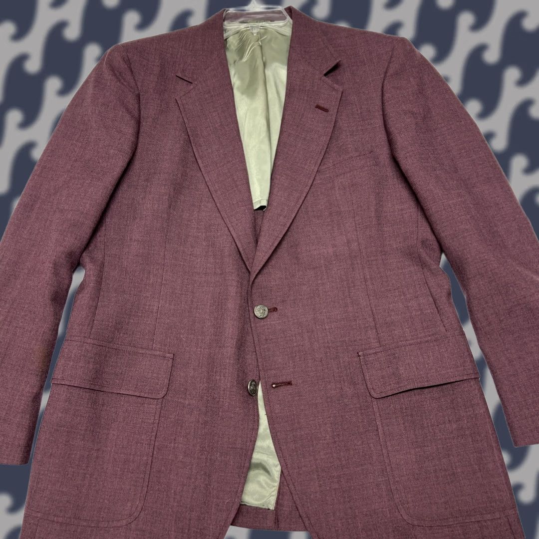 Vintage VINTAGE Jamal Ruby “The Sincerely” Wool Blend Blazer Men’s L Burgundy Cotton Blend Solid Single-Vented 46 Chest Jaymar Blazer Mens Size 42R - 1 Thumbnail