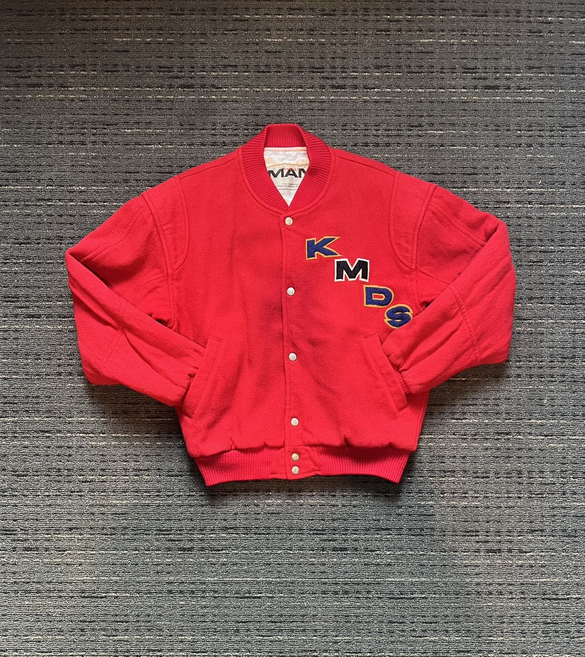 Kansai Yamamoto Vintage Kansai Yamamoto Red Varsity Bomber Jacket Size US L / EU 52-54 / 3 - 2 Thumbnail
