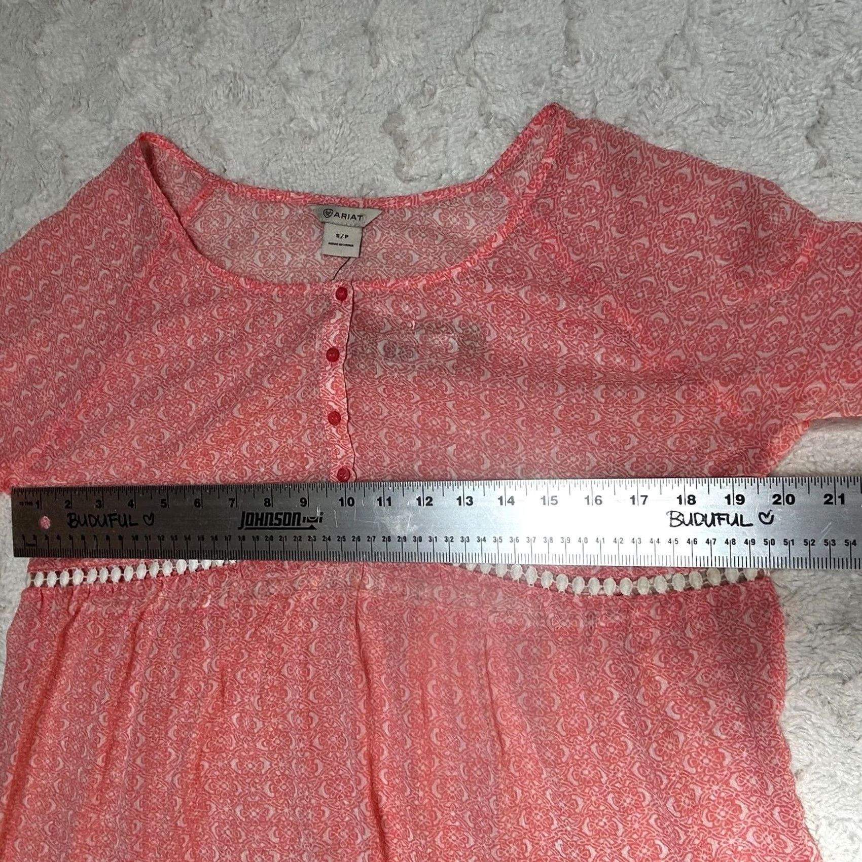 Ariat Ariat Blouse Long Sleeve Boho Top Pink Small New Size S / US 4 / IT 40 - 6 Thumbnail