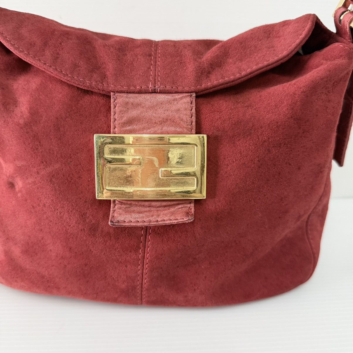 Fendi Fendi Baguette Red Suede Leather Shoulder Bag Size ONE SIZE - 3 Thumbnail
