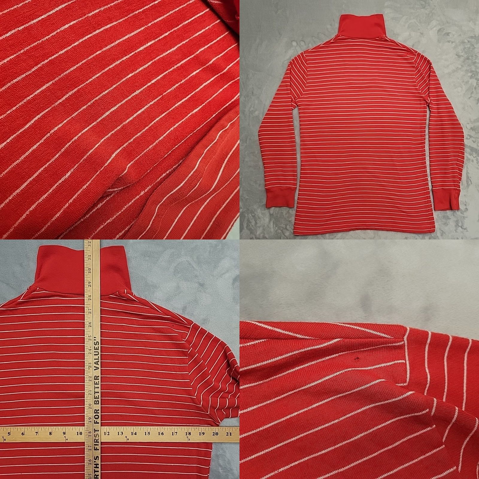 Vintage VTG Fischer Pullover Women M Red Striped Thermal Ski Fleece Mid layer Alpine 80s Men's Womens Girls 2000s? Size M / US 6-8 / IT 42-44 - 8 Thumbnail