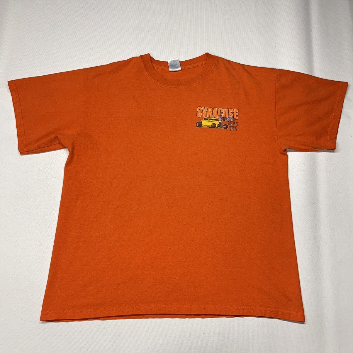 Gildan × Vintage Car Tee Shirt Orange Hot Rod Custom Auto Graphic Y2K Size US XL / EU 56 / 4 - 2 Thumbnail
