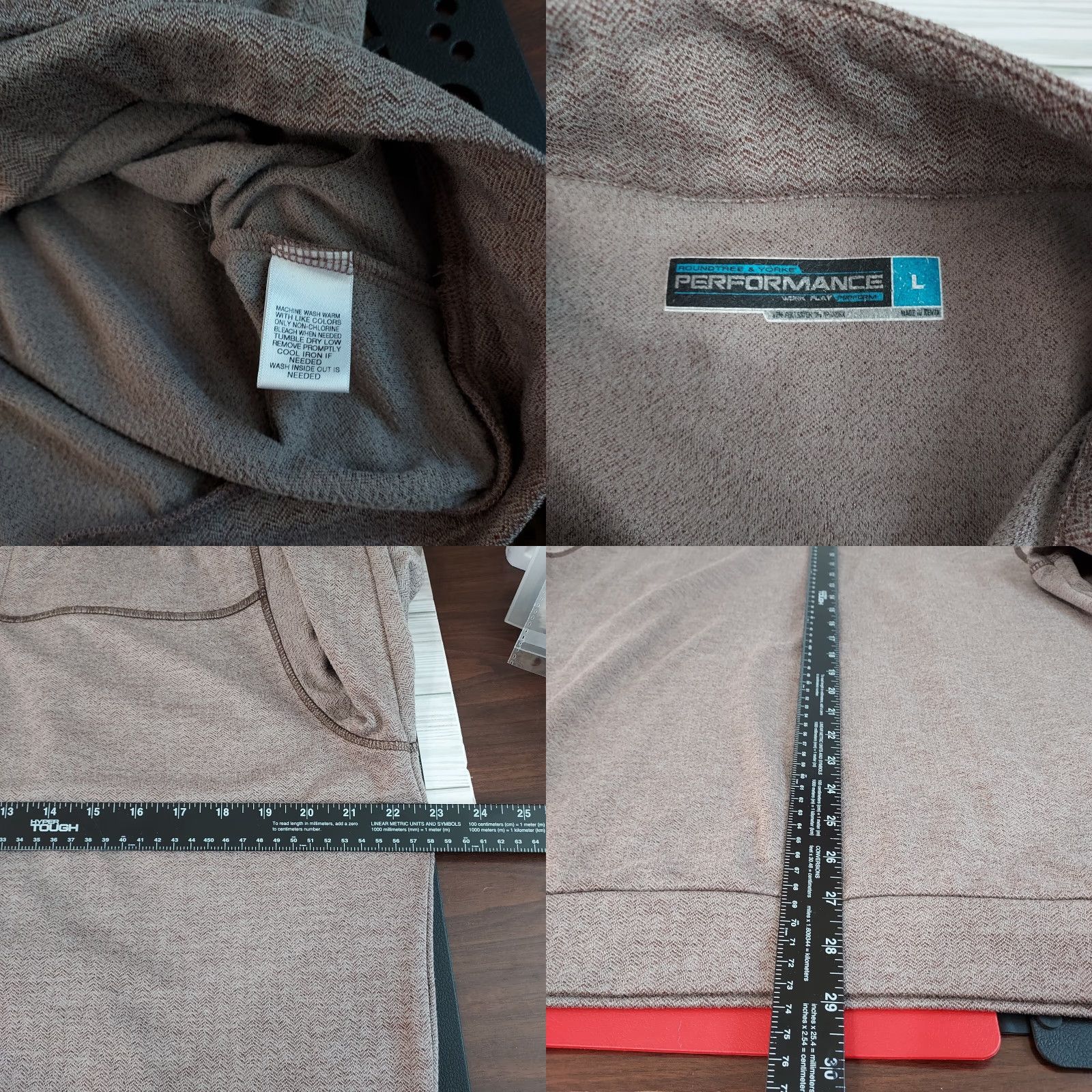 Roundtree & Yorke Roundtree & Yorke Performance Pullover Spandex 1/4 Snap Placket Brown L Large Mens Golf Activewear Mock Neck Knit Shirt Size US L / EU 52-54 / 3 - 8 Thumbnail
