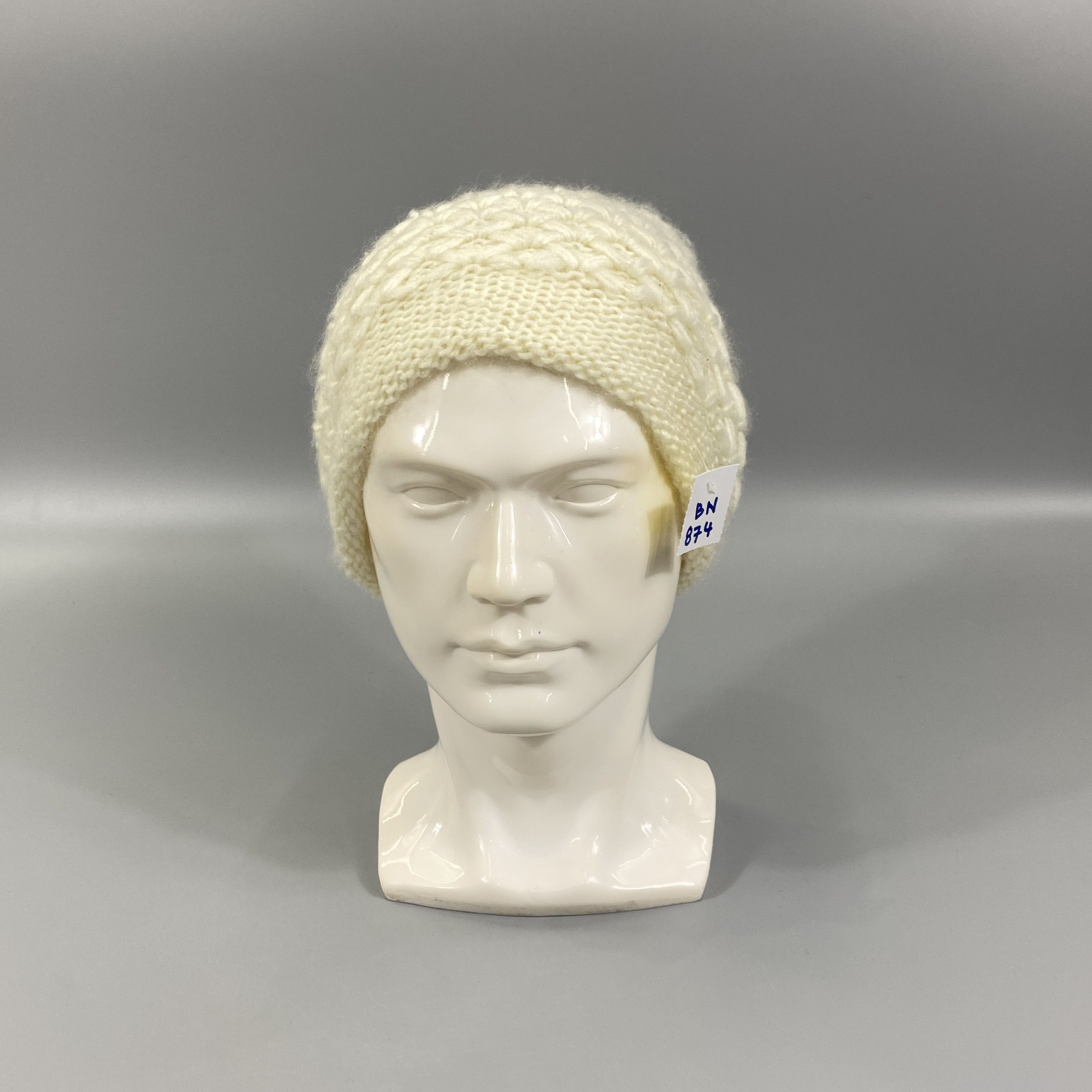 Japanese Brand White Crochet Beanie Hat -BN874 Size ONE SIZE - 2 Thumbnail