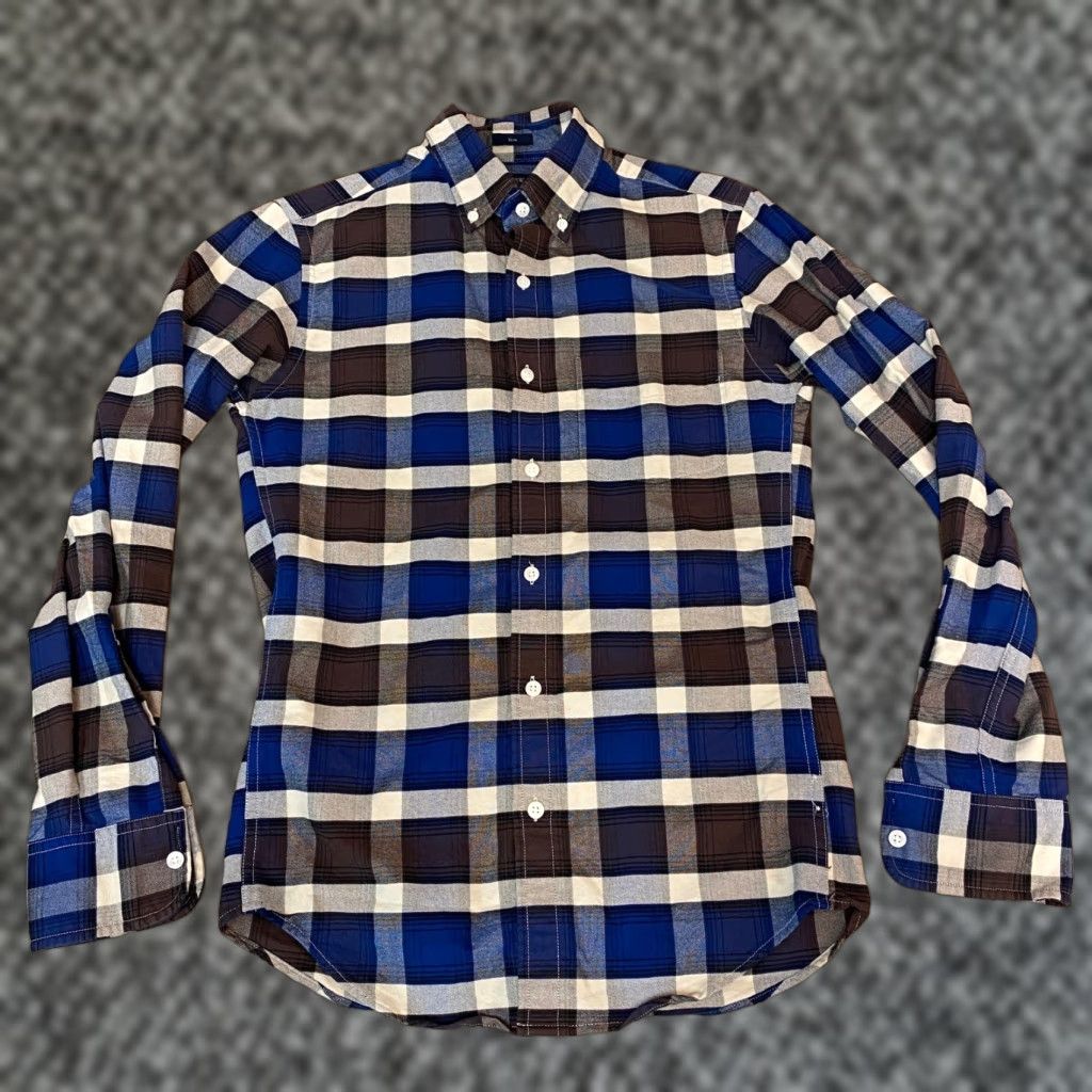 J.Crew J.Crew Oxford Shirt Mens XS Slim Fit Blue Brown Plaid Button Down Casual Shirt Size US XS / EU 42 / 0 - 1 Thumbnail