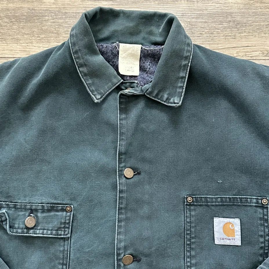 Carhartt Vintage Carhartt CB143 Spruce Green Blanket Lined Chore Coat Size US L / EU 52-54 / 3 - 3 Thumbnail