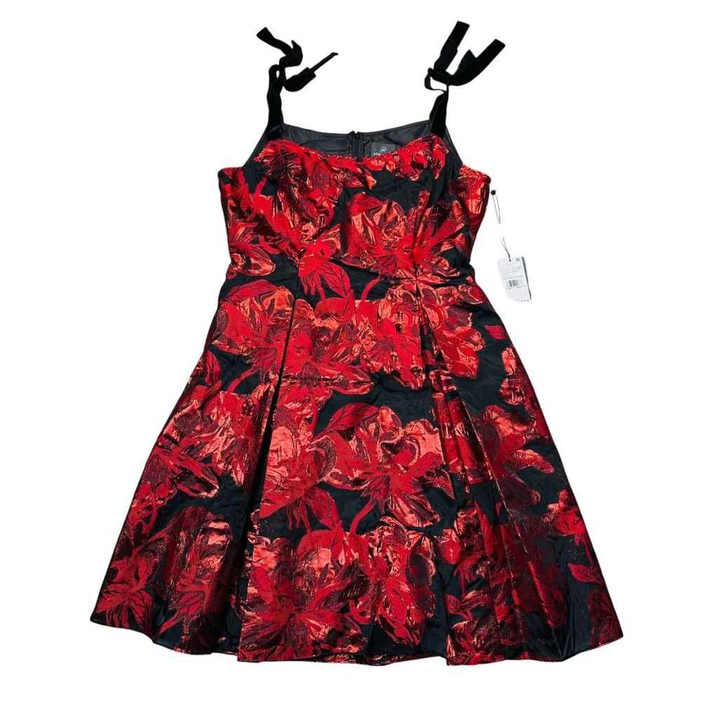 Adrianna Papell NWT New $179 Adrianna Papell Metallic-Jacquard Bow-Strap Dr Size XL / US 12-14 / IT 48-50 - 3 Thumbnail