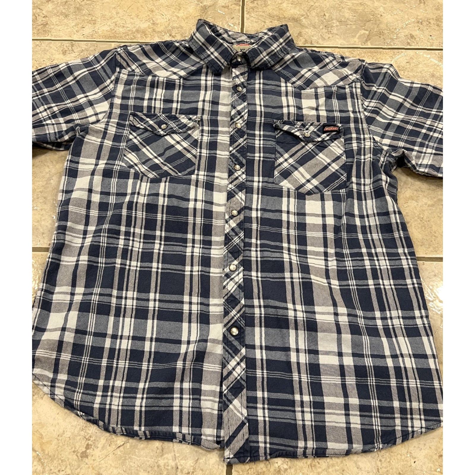 Dickies VINTAGE Dickies Western Pearl Snap Plaid Short Sleeve Cowboy Shirt Heavy Mens Medium Blue Size US M / EU 48-50 / 2 - 3 Thumbnail